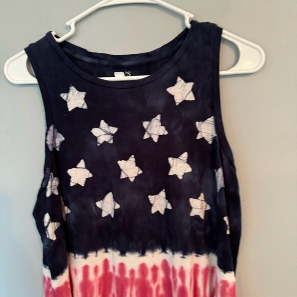 Chaps Red White & Blue Stars & Stripes Asymmetrical Tank Top Women's Size Medium - Picture 4 of 7